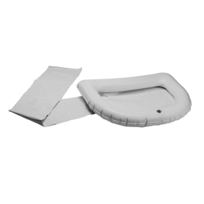 SP Ableware SP Bel-Art 30024 Ableware Inflatable Crescent Shaped Shampoo Basin, Shallow, White - Image 1